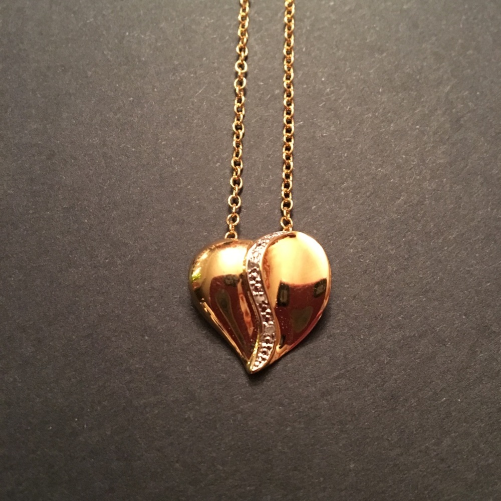 Gold over Sterling silver necklace w diamond chips